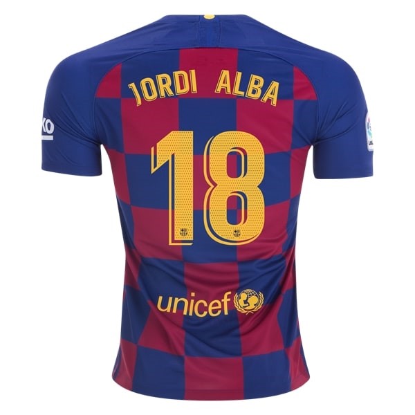 Camiseta Barcelona NO.18 Jordi Alba Replica Primera Ropa 2019/20 Azul Rojo